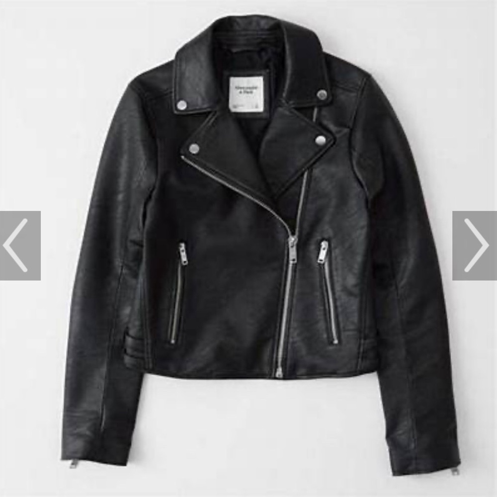 Abercrombie and fitch cropped vegan leather jacket